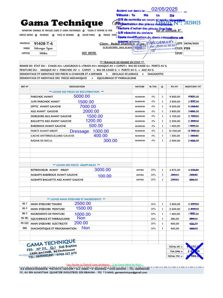 Devis Réparation Volkswagen Tiguan | PDF