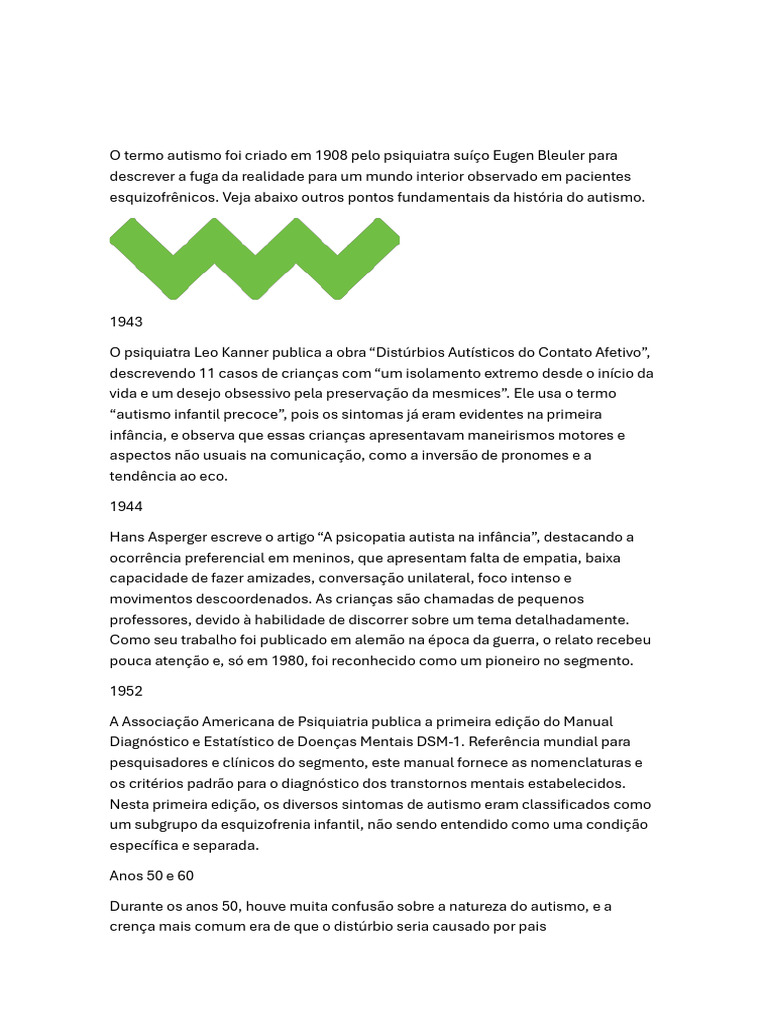 História do Autismo e Eugen Bleuler | PDF | Autismo | Síndrome de Asperger