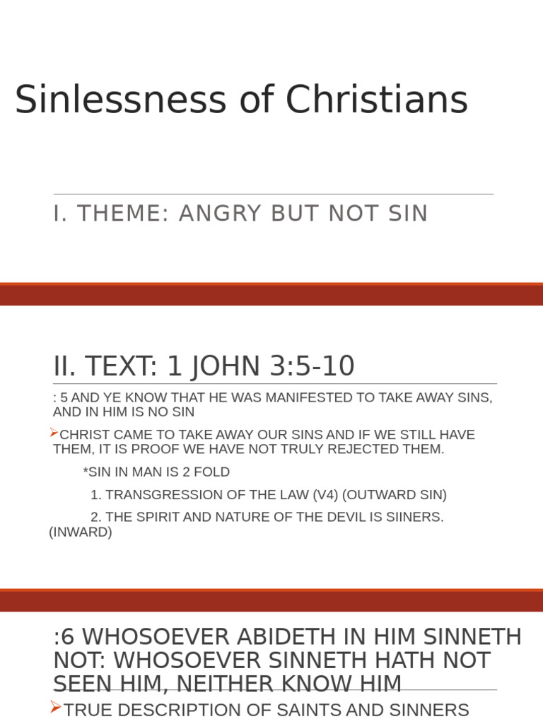 Sinlessness of Christians | PDF | Sin | Satan