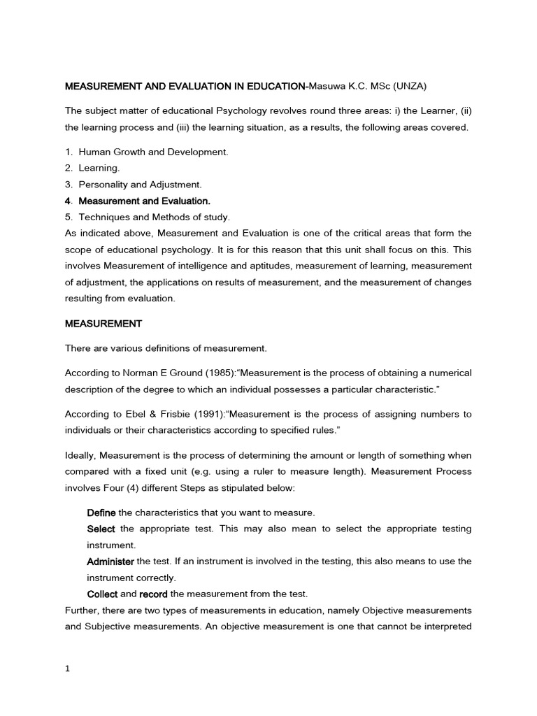 Measurement and Evaluation in Education | PDF | Educational Assessment ...