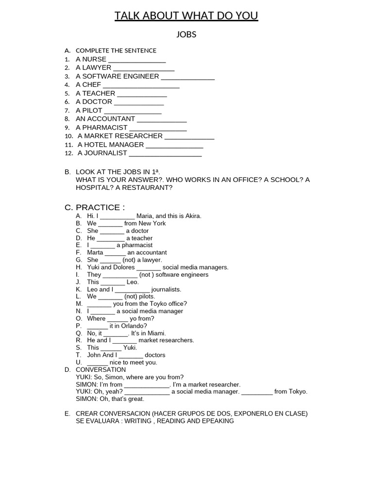 Job Roles and Conversations Practice | PDF