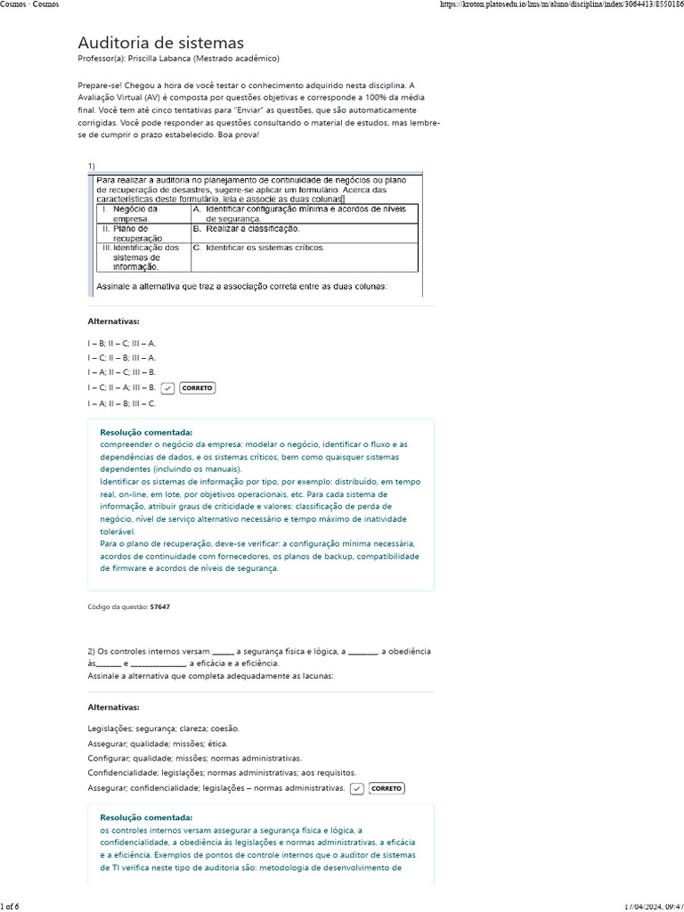 Motivos para Auditoria de Sistemas | PDF | Tecnologia da Informação ...