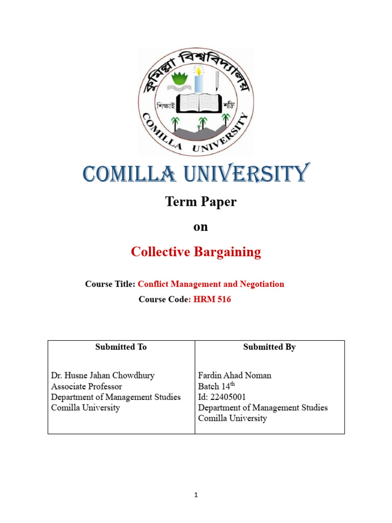 Collective Bargaining Term Paper | PDF | Cost Of Living | Collective ...