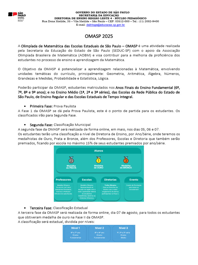 OMASP 2025 Fases E Regulamento PDF