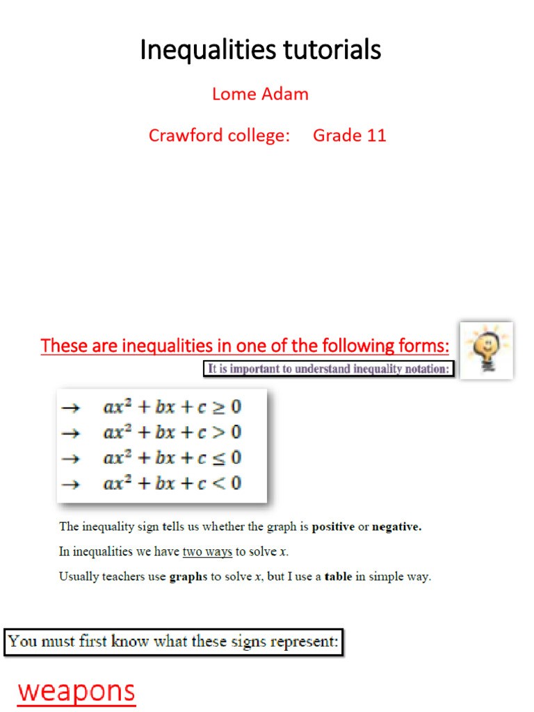 Inequalities Tutorials - 022230 | PDF