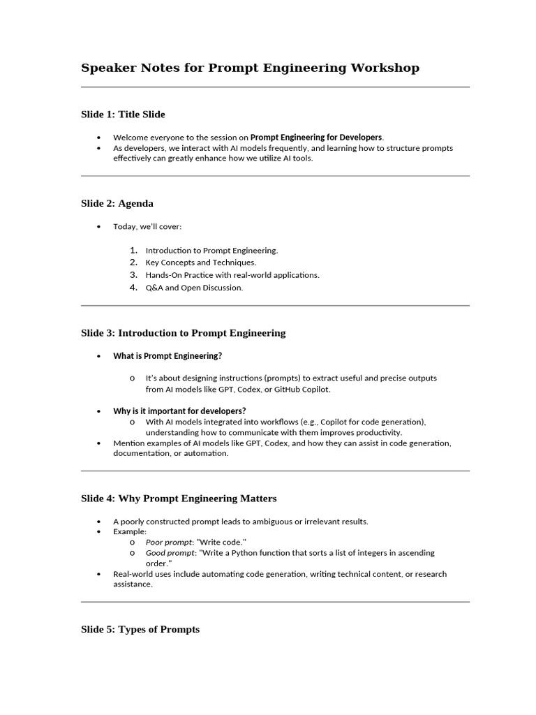 Prompt Engineering for Developers Workshop | PDF | Artificial ...