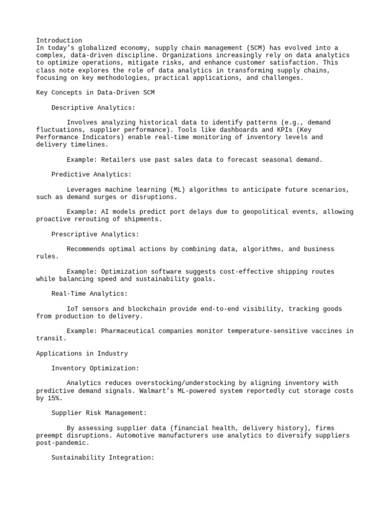 Data Analytics in Supply Chain Management | PDF | Supply Chain ...