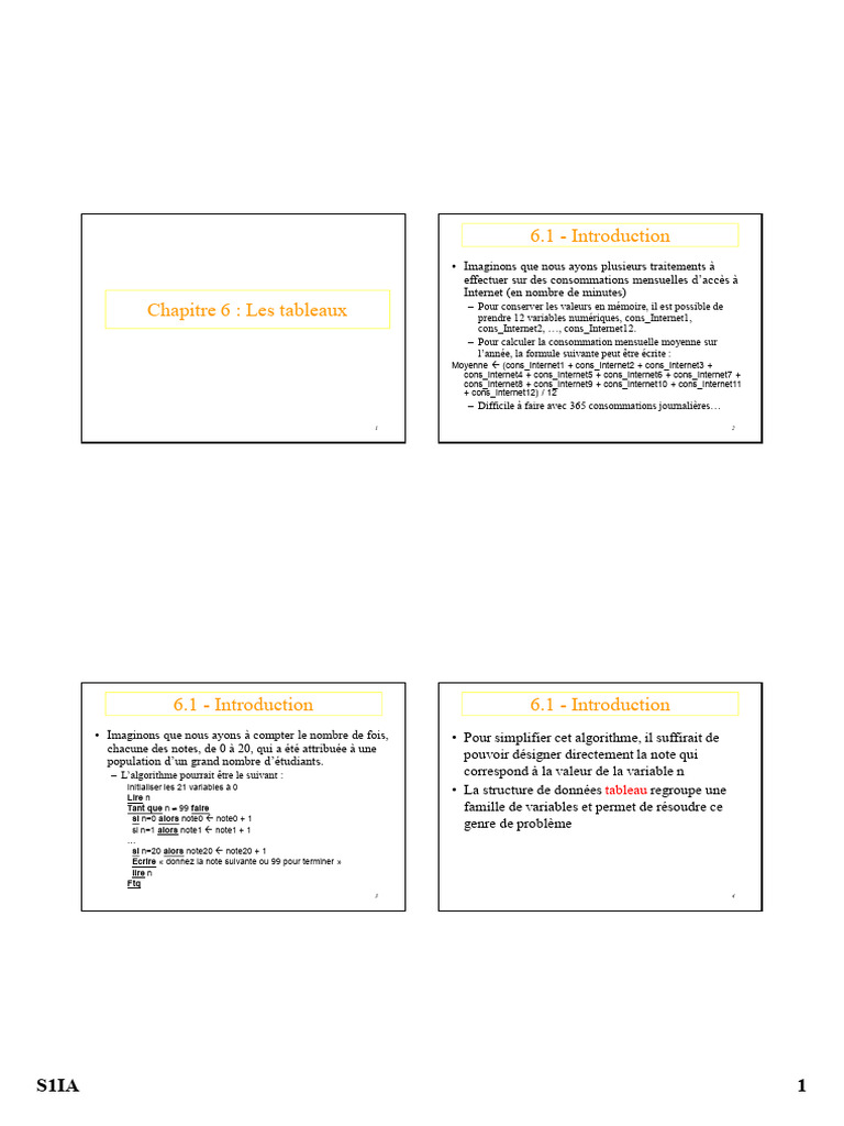 Introduction aux Tableaux en Programmation | PDF | Température ...