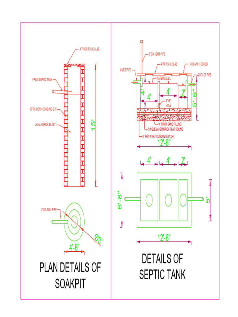 Septic Tank and Soakpit Design Details | PDF
