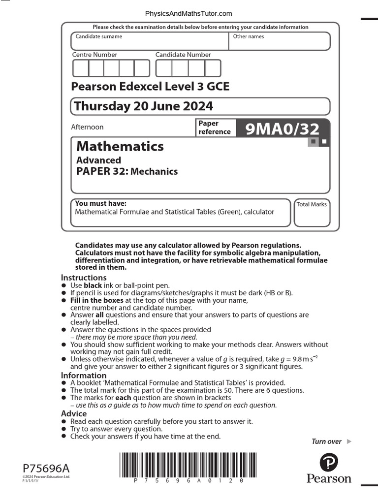 2024 Level 3 Mechanics Exam Paper | PDF | Acceleration | Force