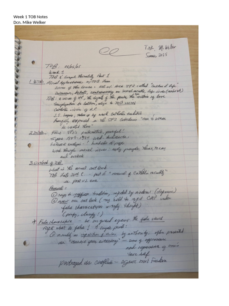 Week 1 TOB Notes | PDF