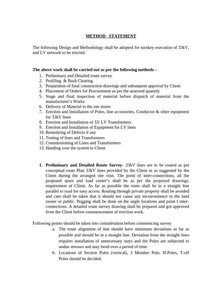 33kV Transmission Line Construction Method | PDF | Insulator ...