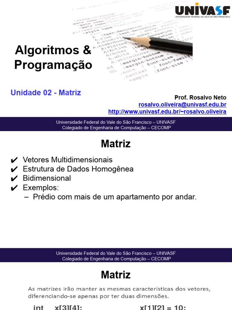 Exercícios de Matrizes em Programação | PDF | Matriz (Matemática ...