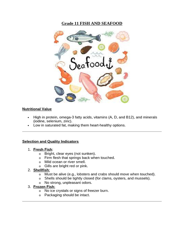 Nutritional Guide to Fish and Seafood | PDF | Shellfish | Seafood