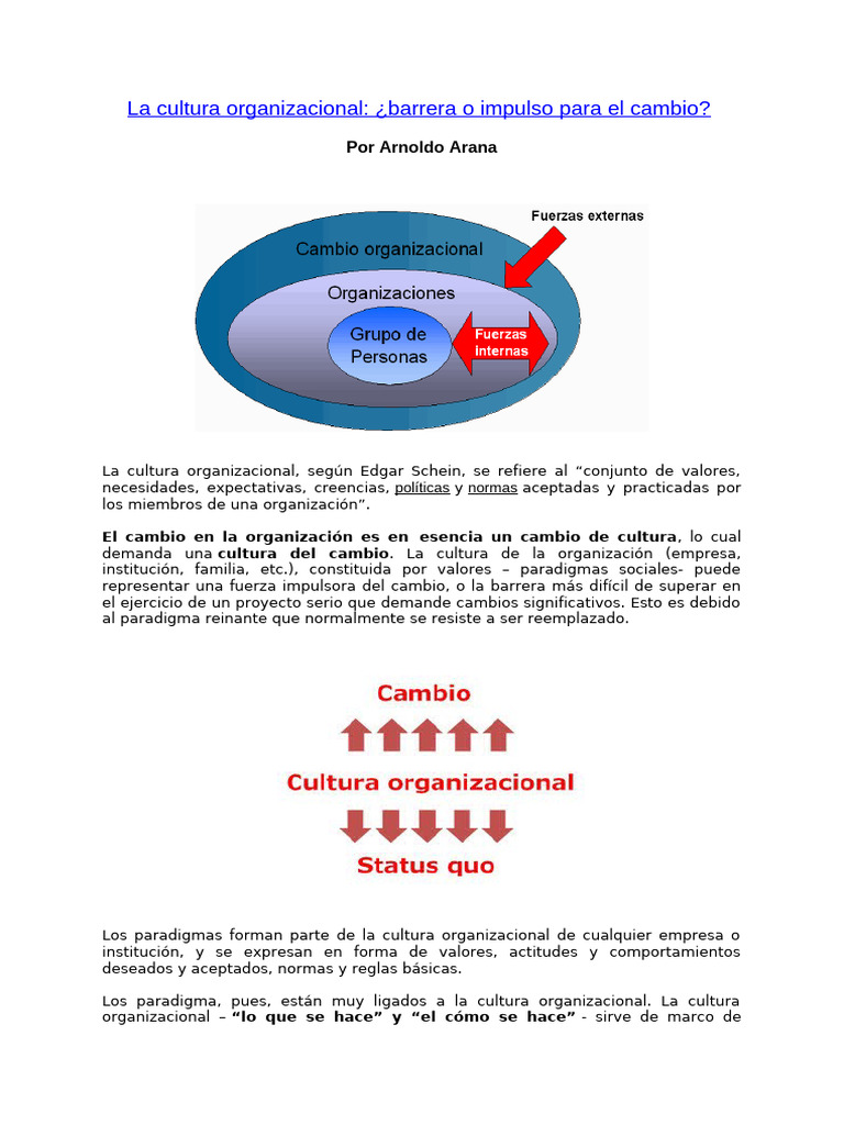 Cultura Organizacional y Cambio Efectivo | PDF