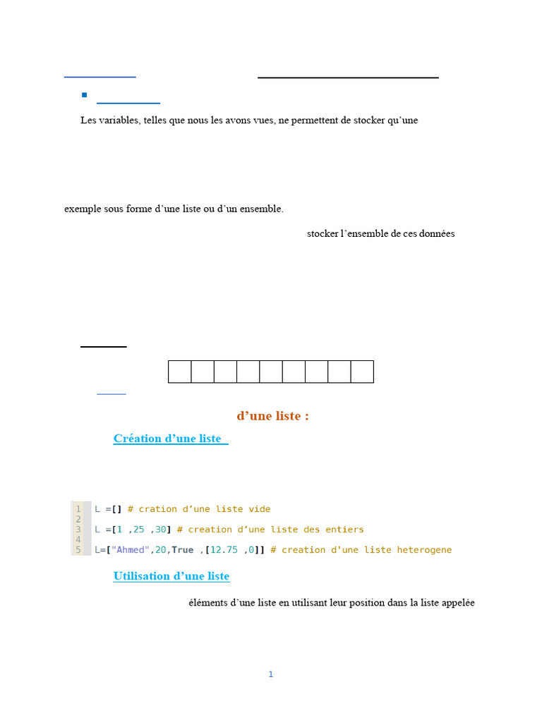 Structures de données en Python : Listes | PDF | Python (Langage de ...