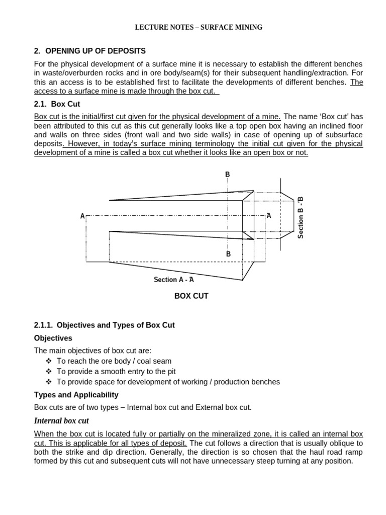 Box Cut Mining: Techniques and Design | PDF | Mining | Coal Mining