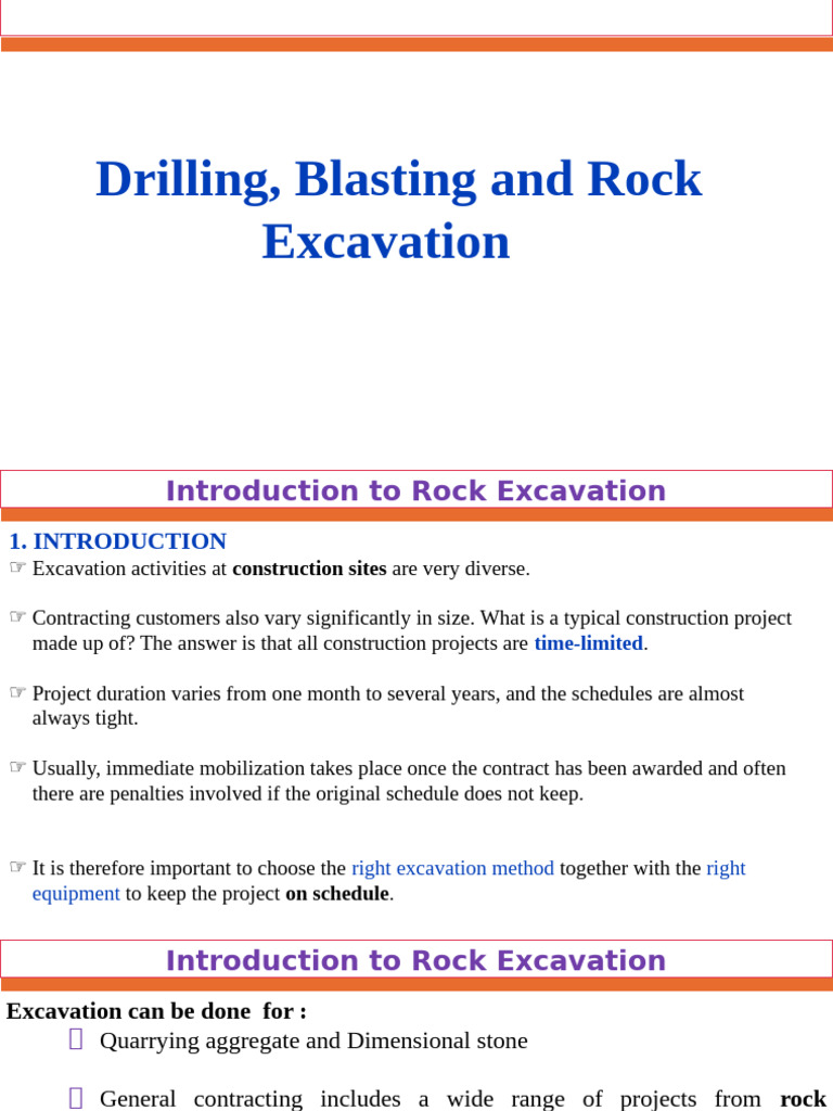 Rock Drilling and Blasting Overview | PDF | Minerals | Sedimentary Rock