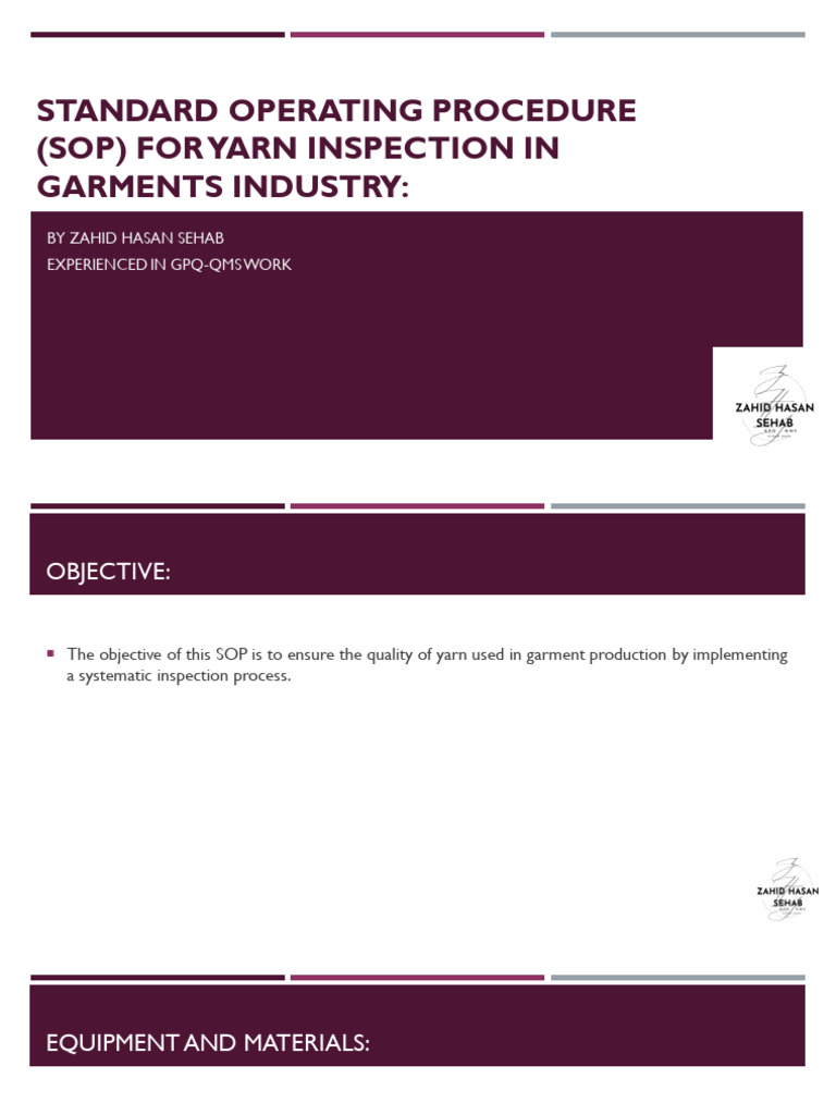 Yarn Inspection SOP for Garment Quality | PDF | Yarn | Quality Assurance