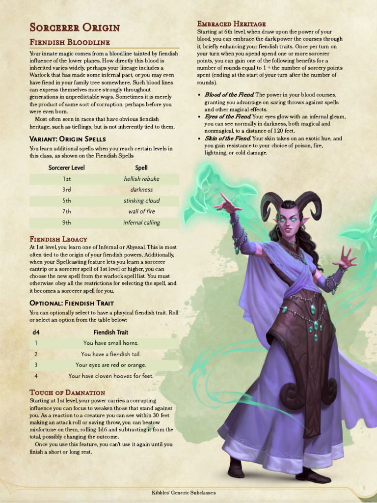 Fiendish Sorcerer Origin Guide | PDF | Dungeons & Dragons