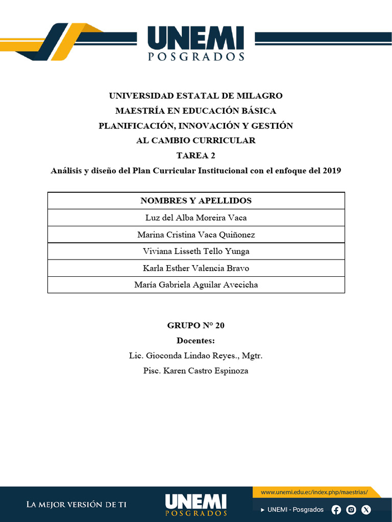Análisis del Plan Curricular 2019 | PDF | Evaluación | Plan de estudios