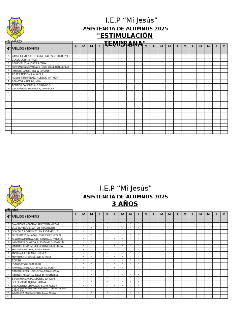 Asistencia Diaria de Alumnos 2025 - Actualizado | PDF