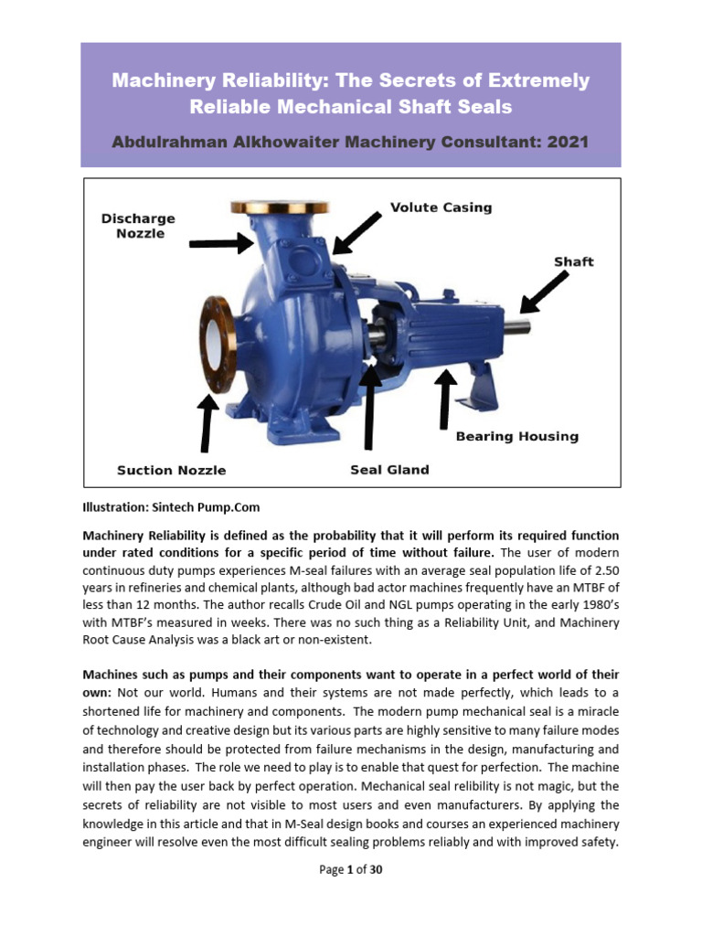 Enhancing M-Seal Reliability in Pumps | PDF | Pump | Reliability ...