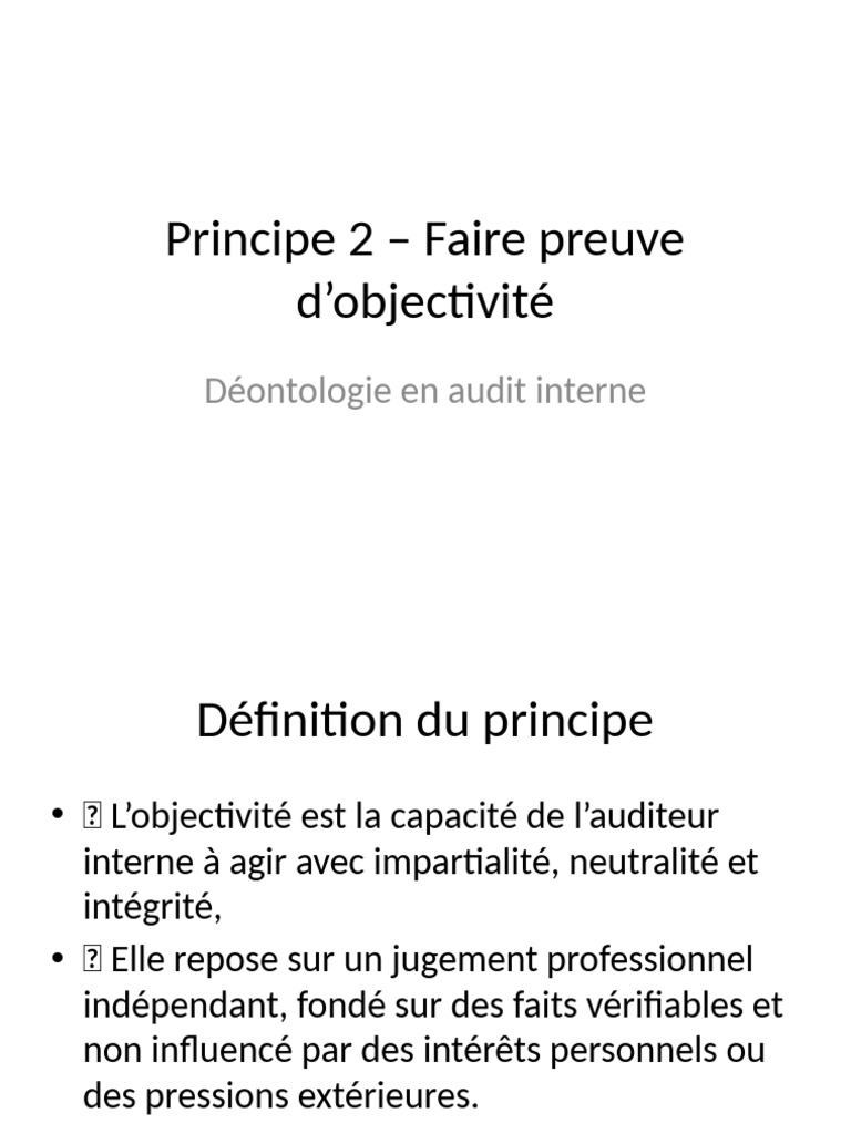 Objectivité en audit interne | PDF