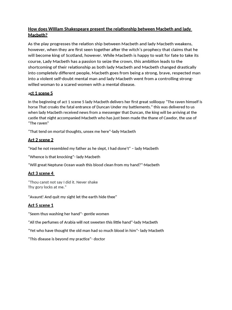 Changing Dynamics of Macbeth and Lady Macbeth | PDF