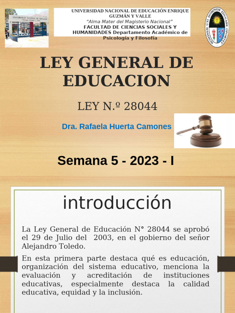 Ley General de Educación N° 28044 | PDF | Maestros | Educación primaria