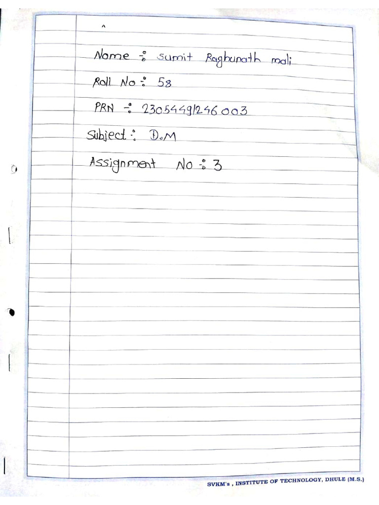 DM Assignment No 3 | PDF