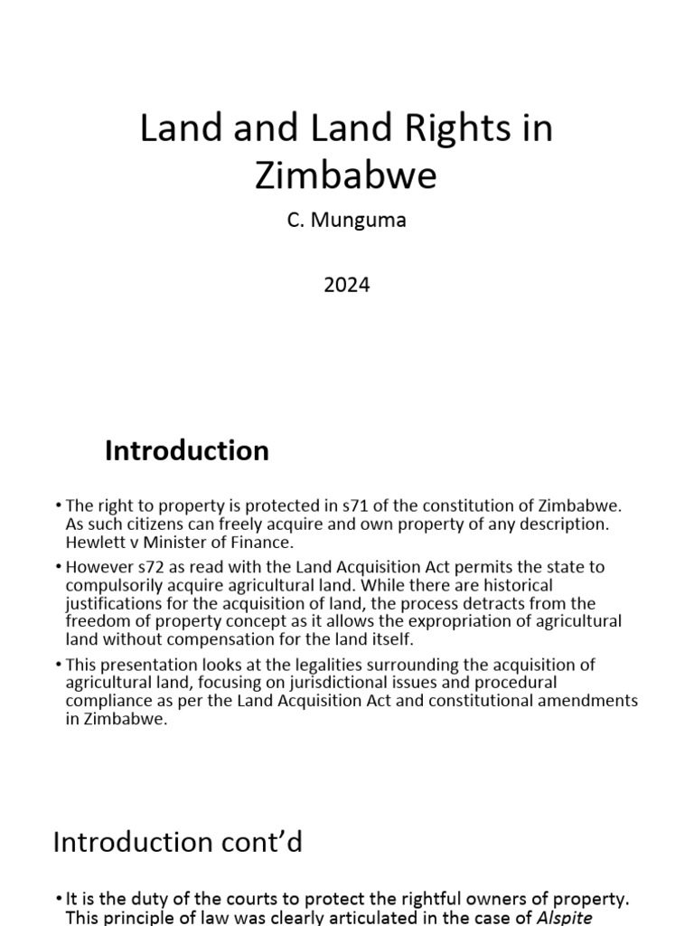 Zimbabwe Land Rights and Acquisition Laws | PDF | Eminent Domain ...