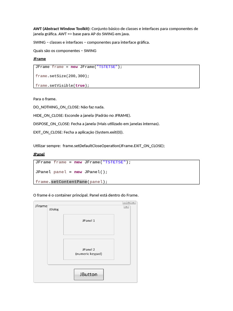 Componentes Gráficos em Java SWING | PDF