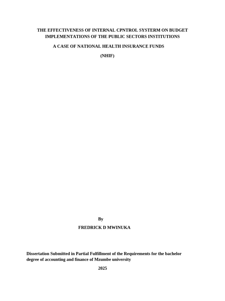 Internal Control Impact on NHIF Budget | PDF | Internal Control ...