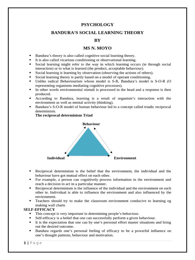 Bandura Learning Theory | PDF | Learning | Behavior
