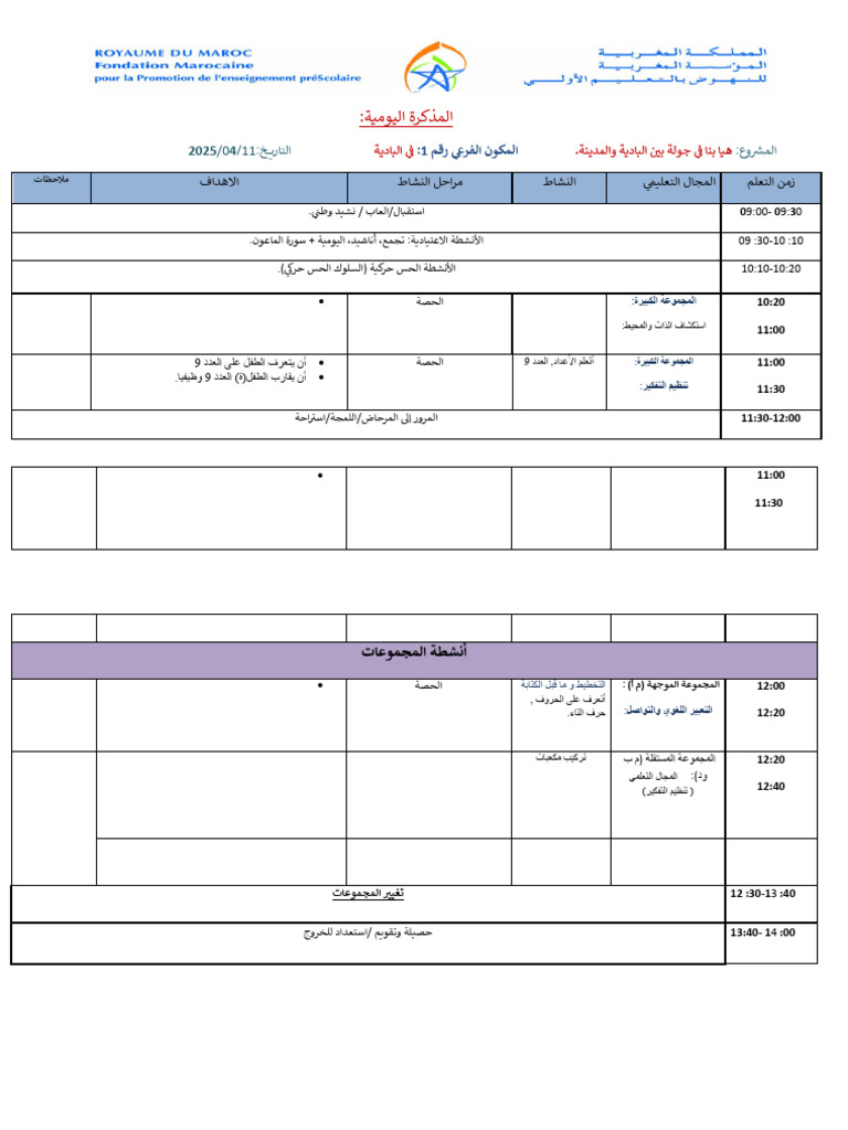 المذكرة اليومية | PDF