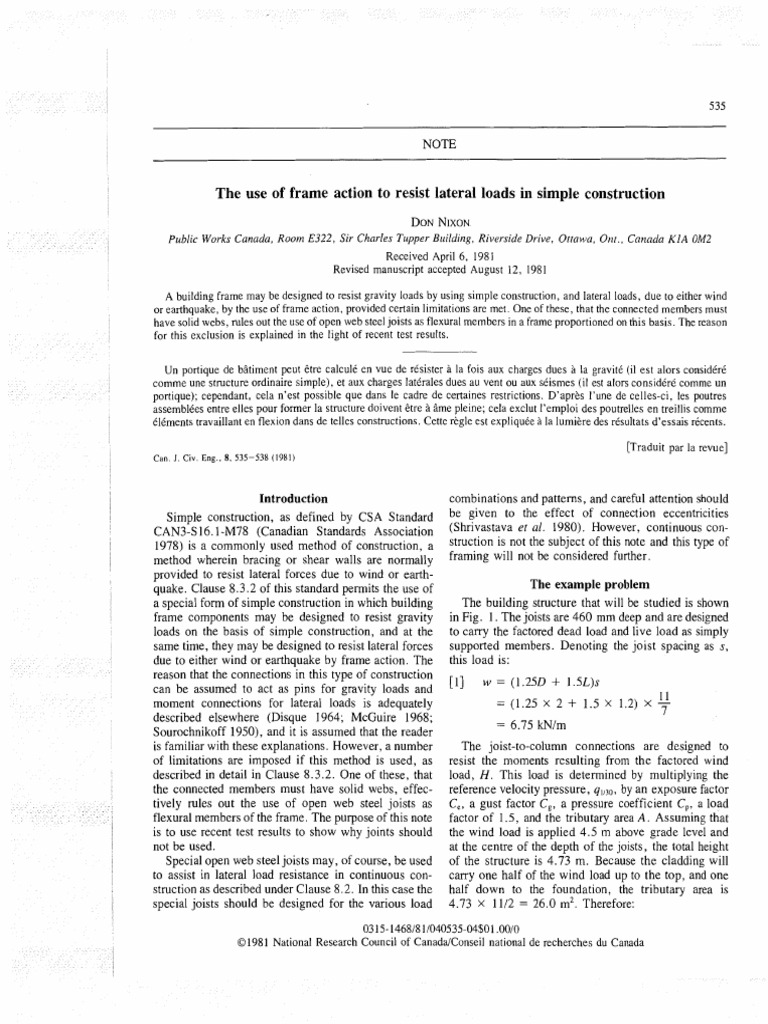 Frame Action in Simple Construction | PDF | Truss | Buckling