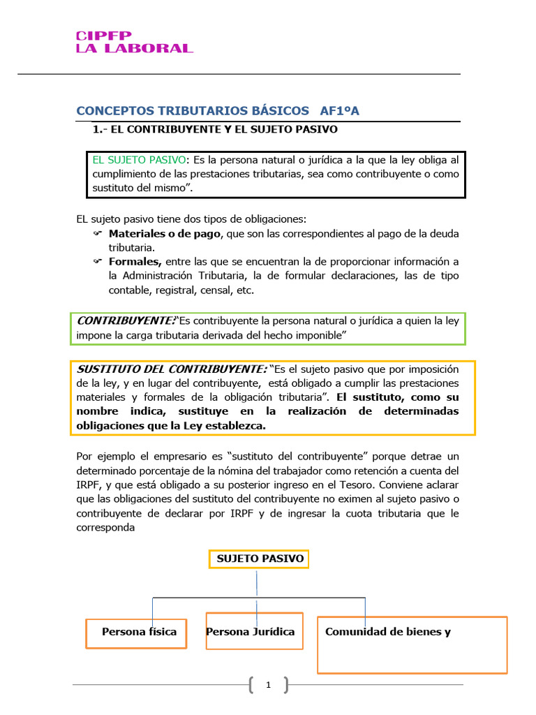 Conceptos Clave de Obligaciones Tributarias | PDF | Impuestos ...