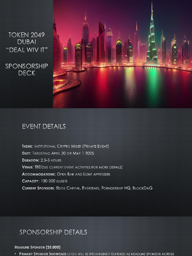Token2049 Sponsorship Deck - Deal Wiv It Dubai | PDF