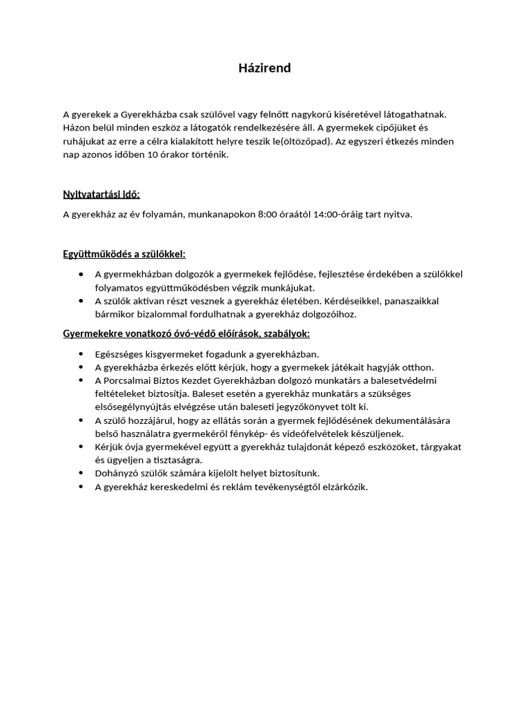 Házirend | PDF