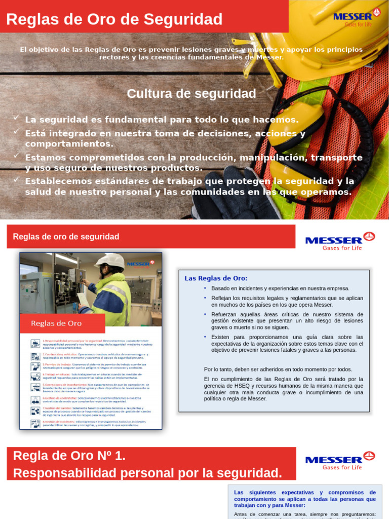 Reglas de Oro en Seguridad Laboral | PDF | Valores | Comportamiento