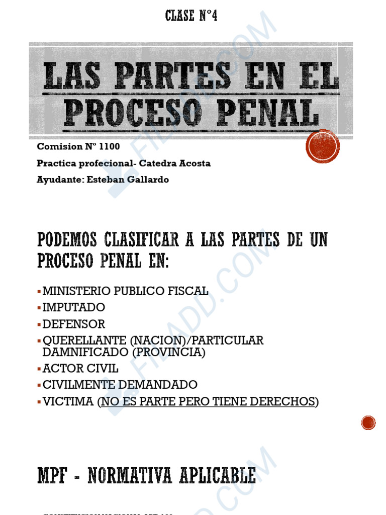 Clase N5 Las Partes en El Proceso Penal | PDF | Fiscal | Ley procesal