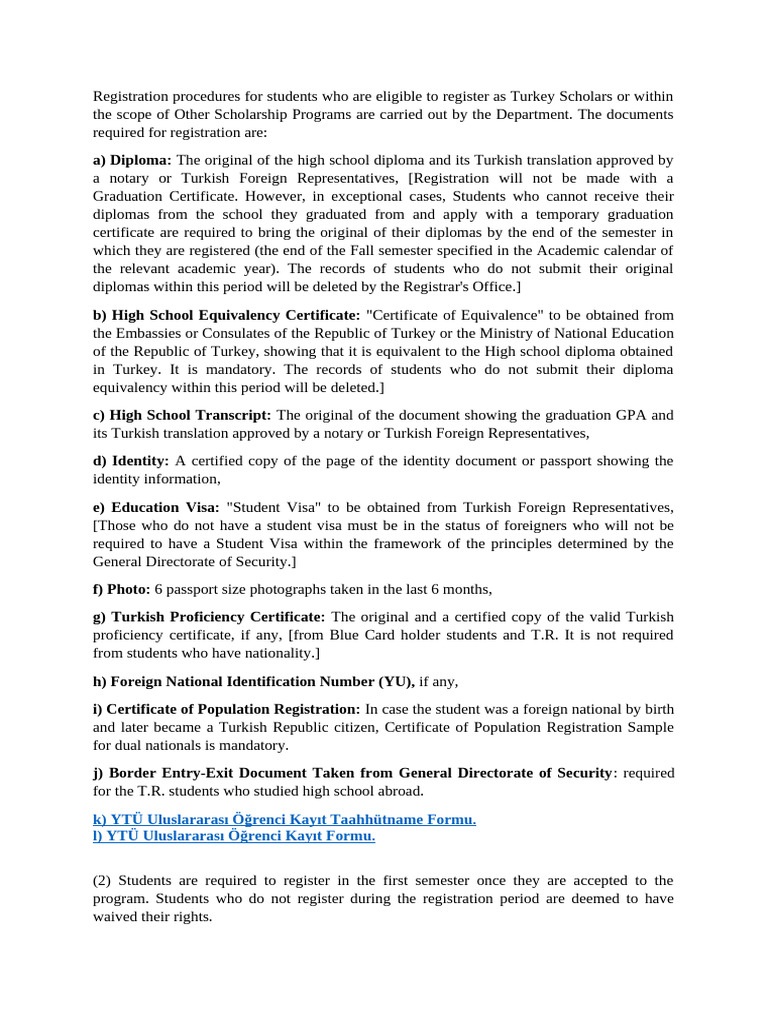 Turkey Scholarship Registration Guide | PDF | Diploma | Identity Document