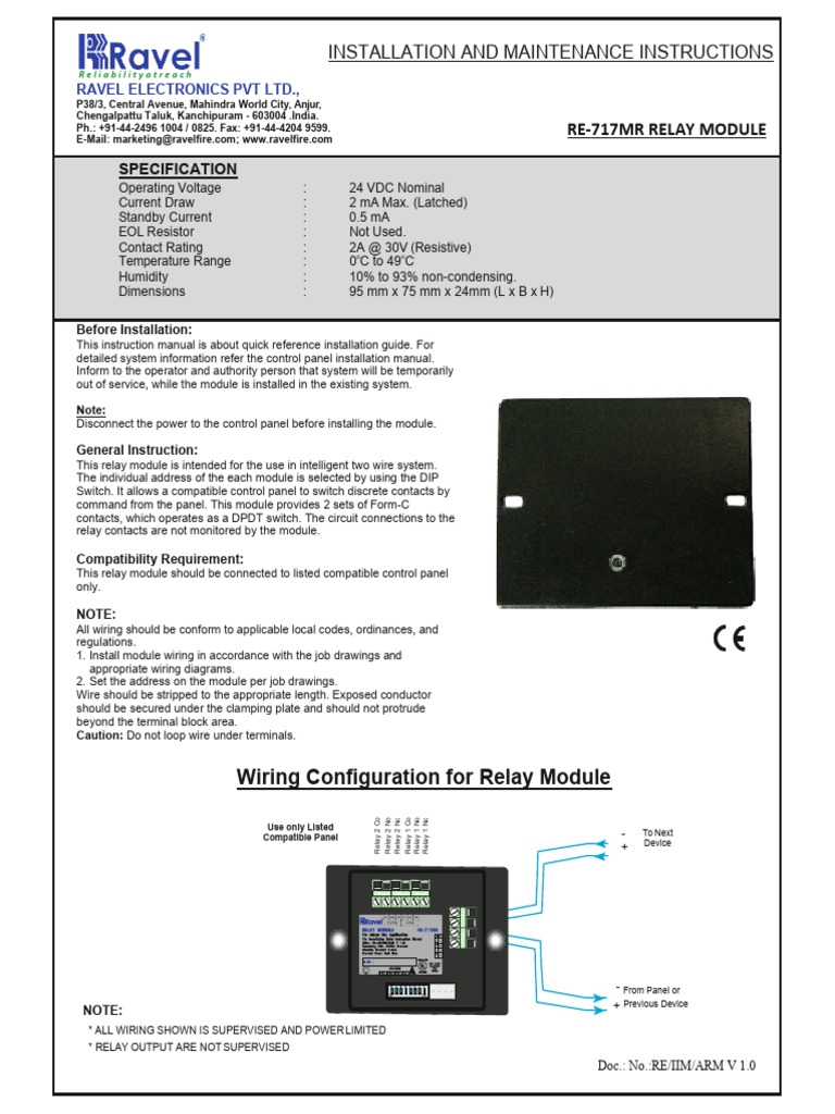 RE-717MR Relay Module Guide | PDF | Relay | Electrical Wiring