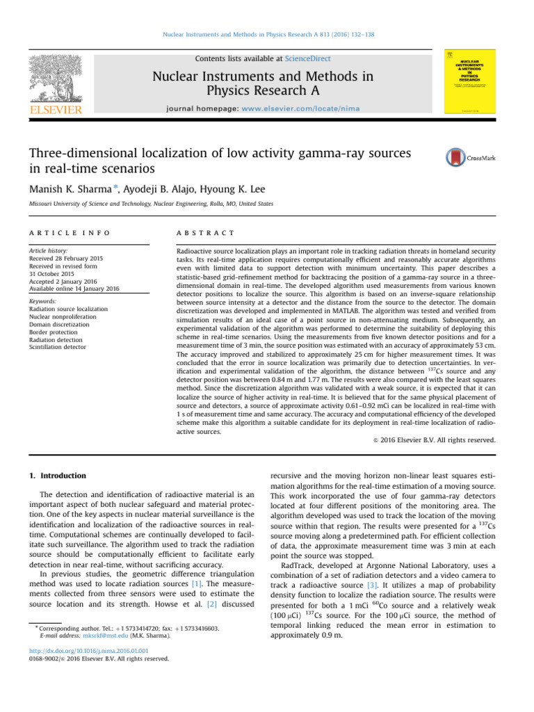 Real-Time 3D Gamma-Ray Source Localization | PDF | Least Squares ...