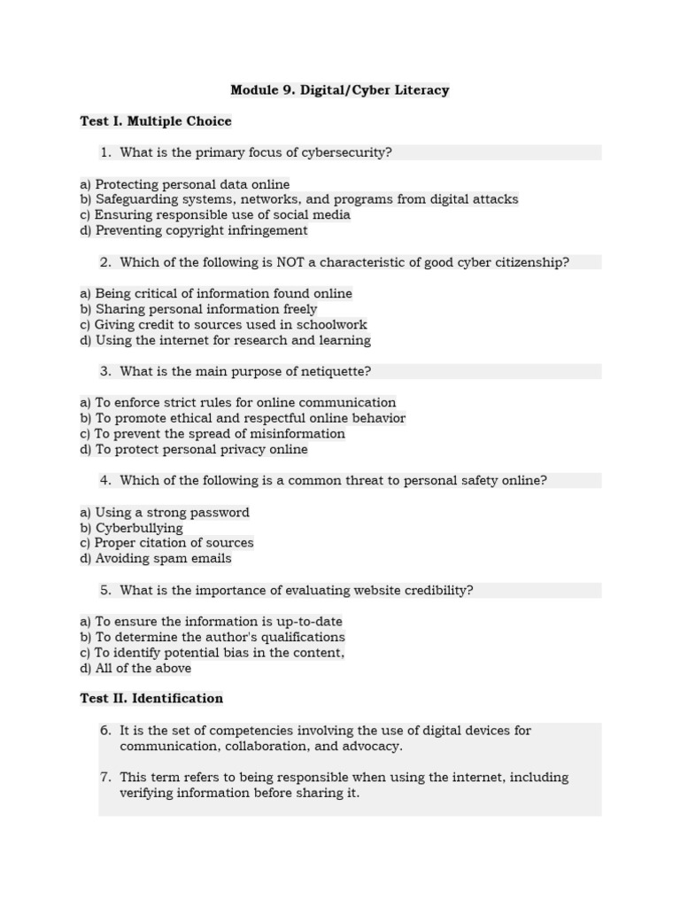 Digital Literacy and Cyber Citizenship | PDF