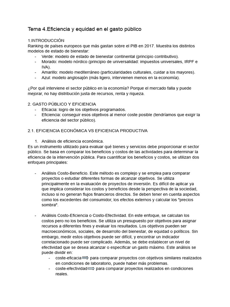 Eficiencia y equidad en el gasto público | PDF | Bienes | Economias