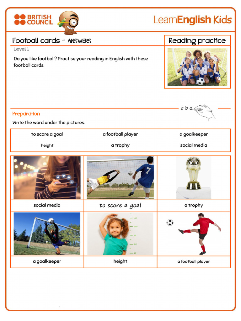 Football Reading Practice Answers | PDF
