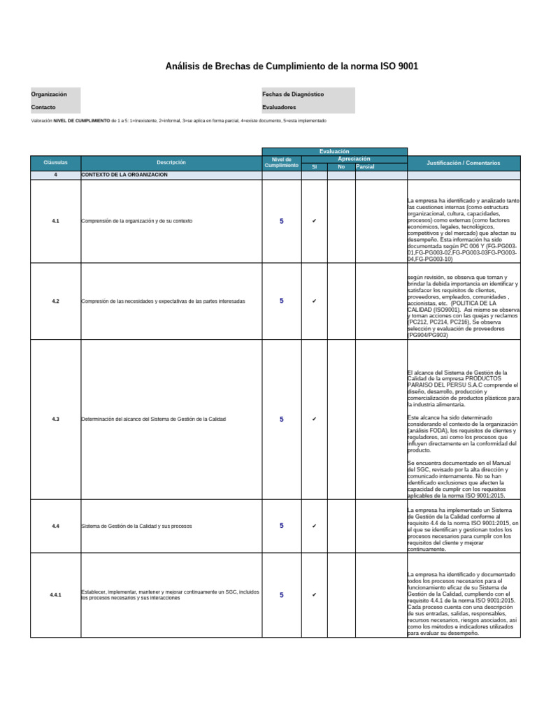 Análisis de Brechas en ISO 9001:2025 | PDF | Gestión de la calidad ...