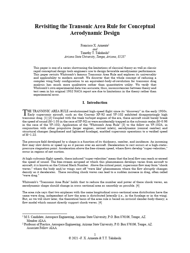 Revisiting the Transonic Area Rule | PDF | Shock Wave | Drag (Physics)